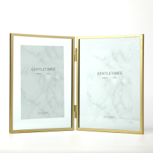 Nordic Creative Double Side Tabletop Decorations Gold Metal Picture Photo Frame With Glass Or Plexiglass